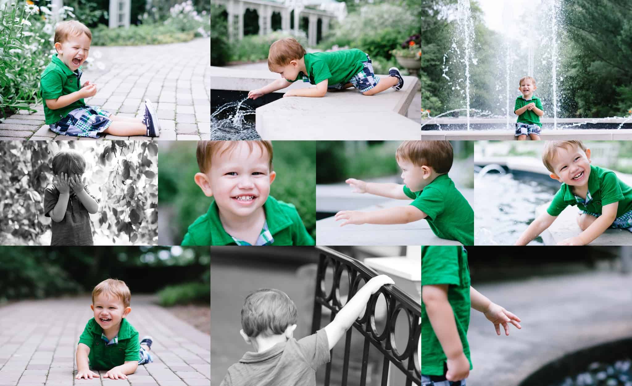 collage of family session at the rose gardens in mill creek park in youngstown 