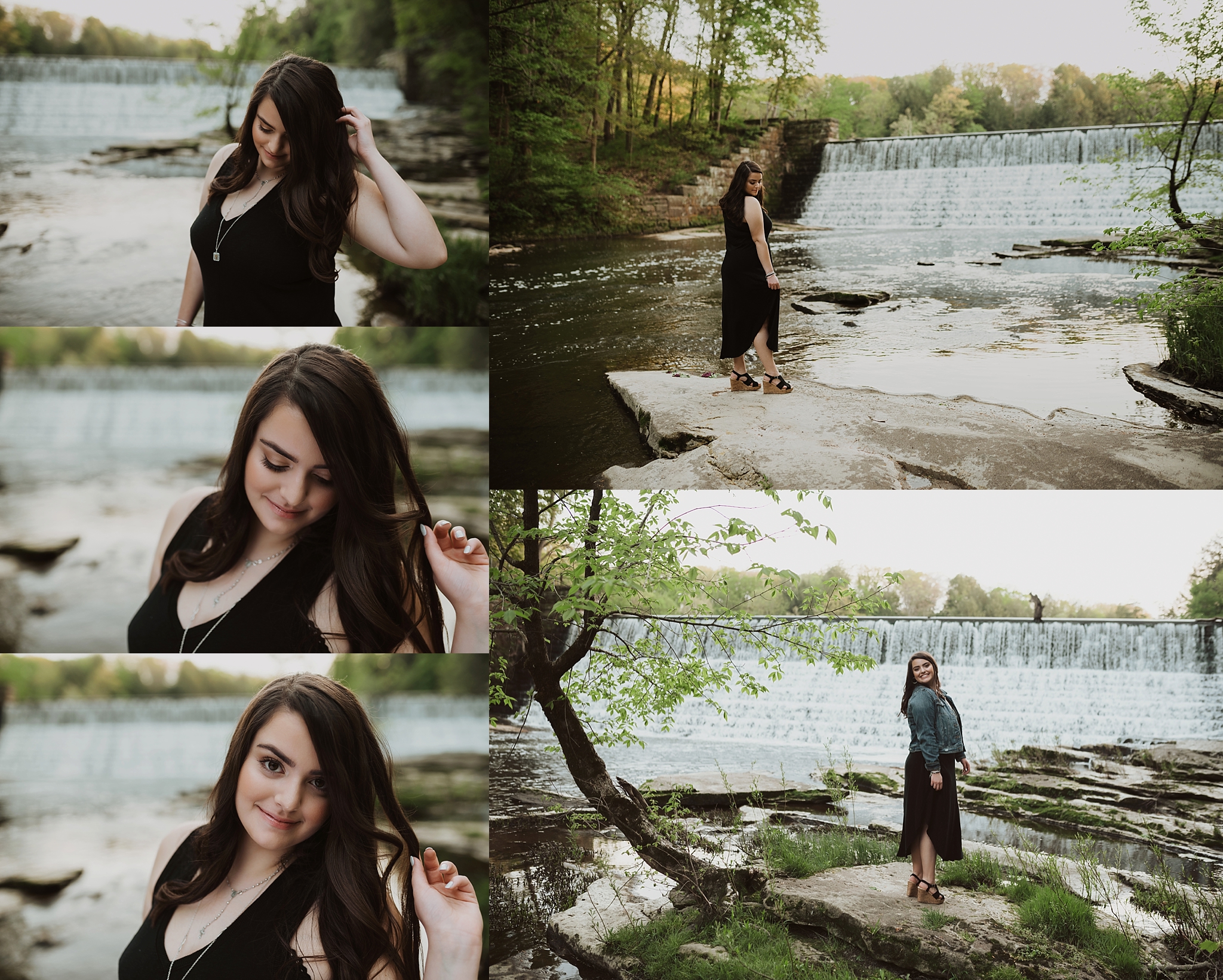 youngstown senior pictures girl in front of waterfall