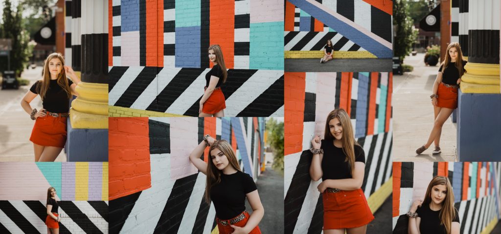 color block artistic senior pictures in a collage by ashley nicolle photography